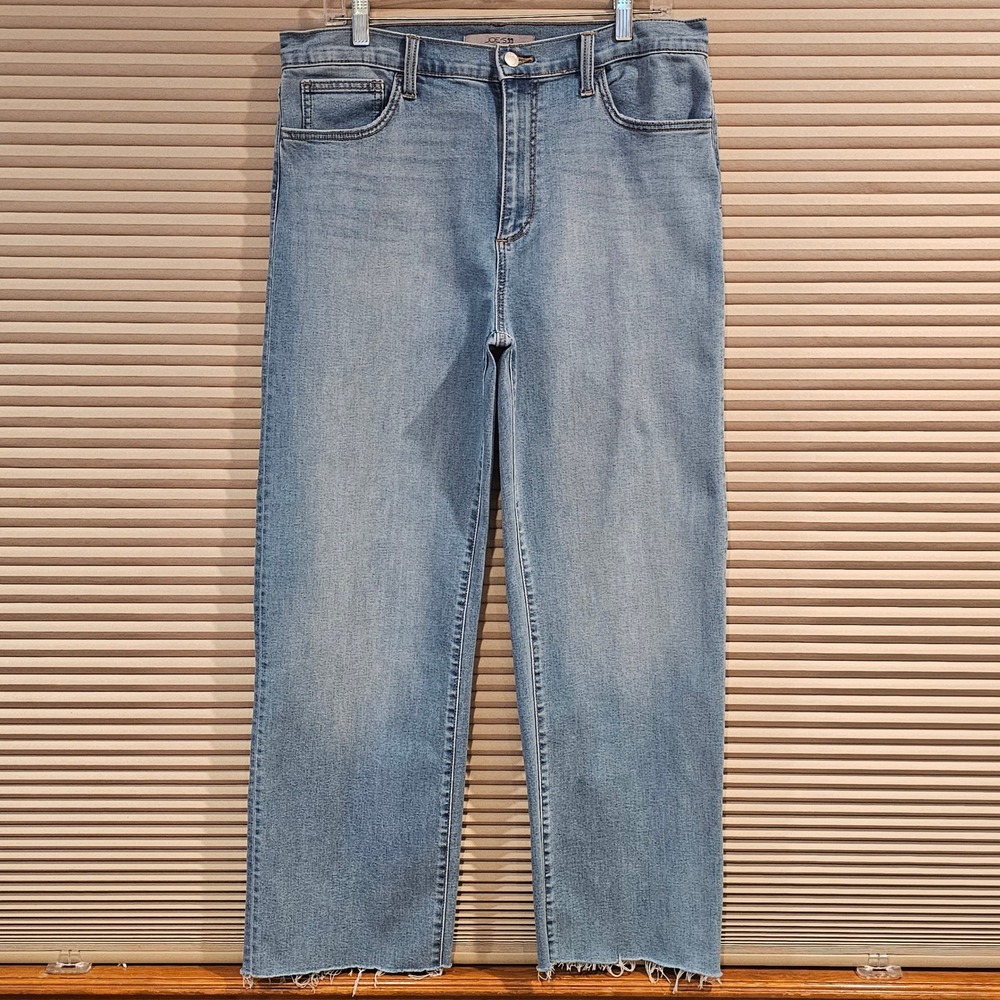 Joes Jeans Megan High Rise Wide Leg Raw Hem Light Wash Denim Size 32